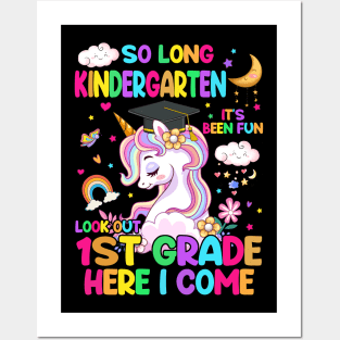 So Long Kindergarten Graduation Class 2024 Unicorn Girls Posters and Art